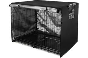 ‎SENSONG Sensong Hundekäfig Abdeckung für Drahtkäfige 139.1x96.2x115.3cm Abdeckungen Hundekäfige Hundebox Abdeckung Winddicht Langlebig Schwarz für Hundehütten Hundekäfig Zubehör Innen Draussen Zuhause