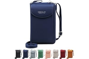 Jangostor Femmes Portefeuille Sac À Bandoulière En Cuir Porte Monnaie Téléphone Portable Mini Pochette Porte Carte Épaule Portefeuille Sac pour les téléphones de moins de 6,3 pouces (blue)