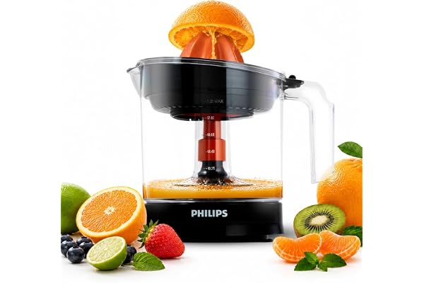 PHILIPS HD2799/00 Citrus Press Juicer Large size with 1L Capacity, 25W, Clear white transparent jar, 2 way rotation