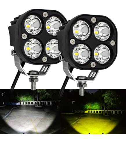 STDYSUN LED Driving Fog Lights Motorcycle Fog Lights Dual Color Amber/White 2Pcs 3.7Inch Pod Lights Offroad Lights Work Auxiliary Lights Fit For - View #13