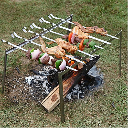 Bekith Edelstahl Grillspieße Doppelspieße, 38cm, Set von 10 - 4