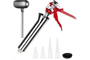 EXLECO Pistolet à Calfeutrer Ciment en Acier Inoxydable Pistolet à Coulis pour Mortier Professionnel Pistolet Applicateur de Mortier Pompe à Béton de Joint Seringue à Cemento avec Accessoires