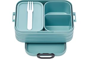 ‎MEPAL Mepal Brotdose Midi - Brotdose mit Bento Box - Für 2 Sandwiches oder 4 Brotscheiben - Lunchbox für kleine Snacks & Reste - Brotdose Erwachsene - Essenbox mit Fächern - Nordic green