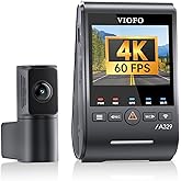 كاميرا Viofo A329S أمامية + خلفية مع كاميرتين 4K 60FPS + 2K Wi-Fi 6 HDR STARVIS 2 Sensor SSD مدعومة بنظام GPS