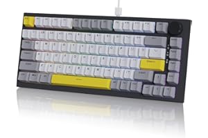 AJAZZ AK820 75% przewodowa uszczelka RGB klawiatura mechaniczna z pokrętłem głośności, południowa dioda LED, pianka Poron, nasadki klawiszy PBT, niestandardowa programowalna klawiatura Hot-Swap
