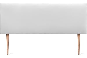 DHOME Cabecero de Polipiel o Tela AQUALINE Liso con Patas cabeceros Cabezal tapizado Cama Lujo (135x105cm con Patas (Camas 120/135/140), Tela Blanco)