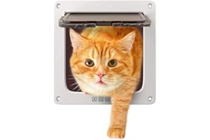 Sailnovo Klapka dla psa, 4-drożne zamknięcie magnetyczne dla kotów i małych psów – drzwi dla psa, klapka dla zwierząt domowych, 19 x 20 x 2,1 cm (S, biała)