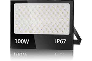 VRFMALIY 100W Foco LED Exterior , 10000LM 7000K Proyector LED Exterior, IP67 Impermeable LED Exterior Bianco Caldo Luz de Inundación Luz de Seguridad Iluminación para Garaje Patio Jardín Terraza Parque