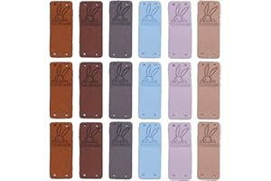 GUOGUONB 30 Pieces Handmade Leather Labels Tags Rectangular Sewing Cloth Labels Label Sewing with 4 Holes Rabbit Pattern Label for Sewing Button DIY Crafting Scrapbooking Clothing Accessories，5x2cm