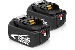 BOETPCR 2X BL1850B de Repuesto para Batería 18V BL1850 BL1860B BL1840 BL1830 BL1815 BL1835 BL1845 194205-3 LXT-400 con LED Batería de la Herramienta (Azul y Blanco)