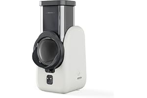 Silva Schneider SKR 800 Râpe électrique de cuisine, 80 W, 4 inserts de coupe, lames rotatives en acier inoxydable, design sûr, sans contact, nettoyage facile, blanc/gris foncé