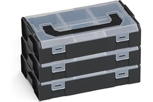 L-BOXX Sortimo L-BOXX mini Aufbewahrungsbox schwarz Deckel transparent 3 Stück im Set |Mini-Werkzeugkoffer |Sortimentskasten Schrauben und Dübel | Erstklassige Sortierboxen für Kleinteile
