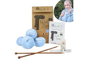 Needle It® - Kit completo para tejer lana principiantes - Bufanda de lana - Idea de regalo (Azul cielo)