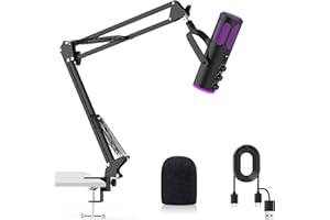 Ortizan USB Gaming Microphone, Condenser Microphones for PC, PS4/5 and Mac, Noise Cancellation podcast microphone with Mute, Reverb, Monitoring, Adjustable Arm, Filter for Streaming/Recording/YouTube