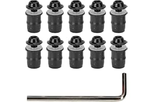 Oiieco 10er Set Windschild Schrauben M5 × 16 mm aus CNC Aluminium – Schwarz eloxiert mit Gummidichtung & 4 mm Inbusschlüssel – Verkleidungsschrauben für Motorrad & Roller, universal passend, rostfrei