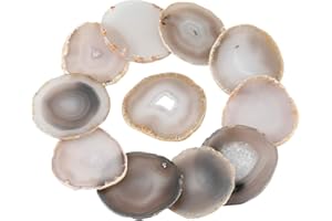 KYEYGWO 10 Pcs Polished Agate Geode Slices Stone for Home Decoration, Round Healing Crystals for Jewelry Making, Place Cards for Weddings
