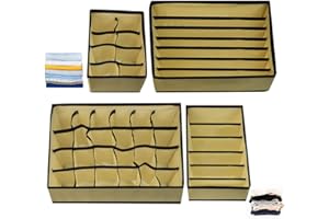 Kleemeiero 4PCS Organisateur de Tiroir Pliable Organisateur de Sous-vêtements Rangements Chaussettes Boite Rangement Pratiques Rangement Non-tissé Rangement Armoire Vetement pour Chaussettes, Armoires