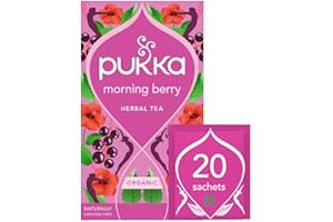 Pukka Herbs | Morning Berry Organic Herbal Tea Box | Infused With Blackcurrant, Blackberry & Spearmint | Perfect For Bright Energy | Caffeine Free | 20 Plant Based Biodegradable Tea Bags