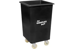 The Workplace Depot Heavy Duty Bottle Bin, Durable Plastic Recycling Bin, Glass Bottle Skip on Wheels for Bars, Retail & Factories (Black, 118 Litre)