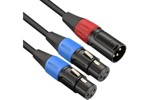 JOMLEY XLR Male to XLR Female Y-Splitter Cable, 1 Male to 2 Female XLR Microphone Y-Splitter Cord Balanced Microphone Adapter Patch Cable - 0.5 meter