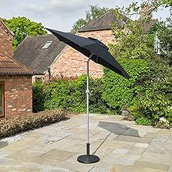 Kingfisher Parasol en aluminium noir de 2 m avec mécanisme d'inclinaison