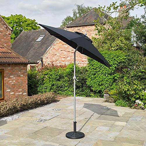 Kingfisher Parasol en aluminium noir de 2 m avec mécanisme d'inclinaison