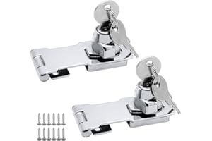 NewZC 2 Stück Sicherheitsüberfalle mit Schloss Überfalle Abschließbar 80mm Keyed Hasp Lock Metall Silber Sicherheits Überfalle Schloss Türbeschlag für Holzkiste Schublade Kästen Möbel - Verchromte