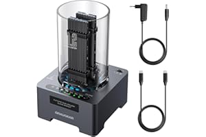 GRAUGEAR M2 NVMe SSD-Clone-Station für 2X M.2 PCIe SSDs 22100/2280/2260/2242/2230 M-Key, USB3.2 Gen2x2 20Gbit/s Dockingstation, Leiser-Lüfter, Netzteil