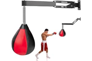 FAAZY Speed Bag Boxing Set, Wall Mount Height Adjustable & Fold Speed Balls Boxing, Wall Bracket Reflex Bag for Adult Kids, Leather Punch Ball for Training, Fits Home Gym Workout