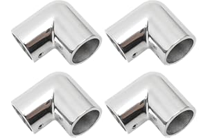 Bediffer Raccord de Main Courante de Bateau à 2 Voies à 90 Degrés, Connecteur de Joint de Tuyau coudé en Acier Inoxydable 316 de 25mm ID pour Yacht de Bateau 4 Pièces