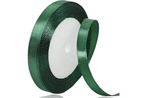 XMASOLDECOR Ruban de Satin Vert Foncé 10mm x 22m, Ruban Satinée pour Emballage Cadeau, Couture, Artisanat, Ballon, Bouquet de Mariée, Décoration de Mariage