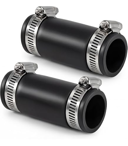 2 Flexibele Buisverbinders – 40 Mm, TPE-elastomeer + Roestvrijstalen Klemmen – Klembereik 36–43 Mm – Voor Afvoer, Ventilatie En Koolstoffilters