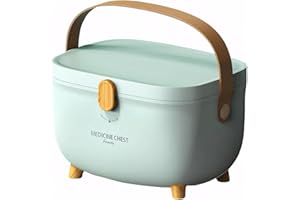 KONGMING Medicine Storage Box,Household Muti Grid Plastic Container Box,Double Layers Medical Storage Boxes,First Aid Large Capacity Medicine Cabinet for Home,Office,School & Emergencies (Green)