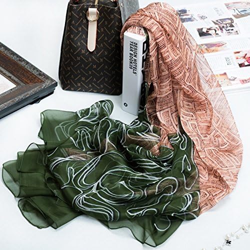 YRXDD Silk scarves spring and autumn female herbs extract wild geometry long