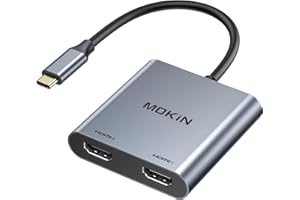 MOKiN USB C to Dual HDMI Adapter, 2 IN 1 Dual HDMI Monitor Adapter 4K@60Hz,USB C Hub to 2 HDMI Splitter Dual Monitors for MacBook/Chromebook Pixel/Lenovo/Surface