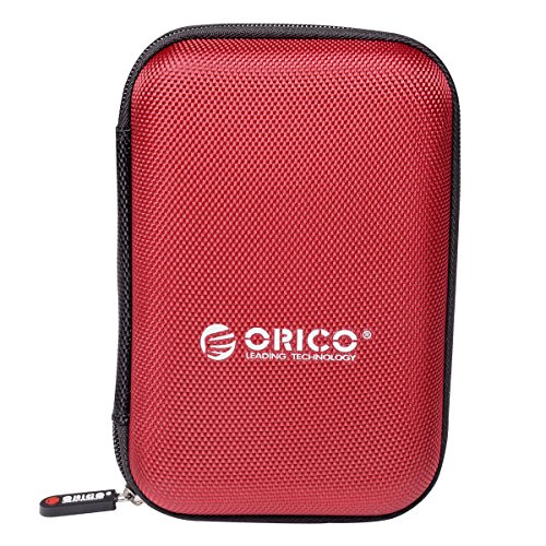 ORICO Festplattentasche Schutztasche Schutzbox für 2,5 Zoll externe tragbare Festplatten Western Digital WD Seagate Toshiba Samsung Intenso (2.5", Rot)