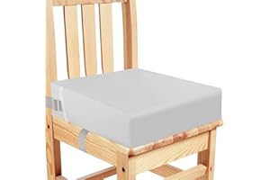 CAVWVTYU Sitzerhöhung Stuhl, Waschbar Zerlegbar Tragbare Sitzerhöhung Kleinkinder Esszimmerstuhl ErhöHen Pad Esszimmer Boostersitze mit 2 Sicherheitsschnalle Gurte Kindersitzkissen… (Lichtfarbe)