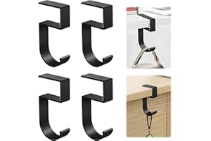 Rigidstone 4 Pezzi Gancio Da Tavolo, Porta Borsa da Tavolo Appendi Borsa in Alluminio Antiscivolo Appendi Borsa da Tavolo per Adatto a Ristoranti, Caffè, Scuole, Ufficio (Nero)