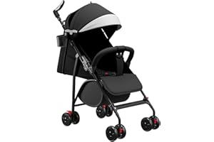 WILLONIN Poussette canne compacte Ingenious,Poussette Canne Bébé 0-4 Ans Pousette Compact et Légère Voyage,Poussette, canopy, avec moustiquaire,Noir