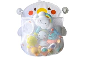 BSTCAR Zabawki do kąpieli, kieszenie siatkowe, słodka kaczka, organizer na zabawki, z 2 bardzo mocnymi haczykami na przyssawkę, do przechowywania zabawek do kąpieli, siatka