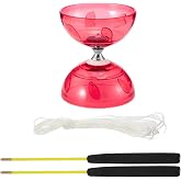 Diabolo with Ball Bearings Juggling Game with Diabolo Sticks | for Leisure Sports, Ideal for Outdoor Sports (Red)