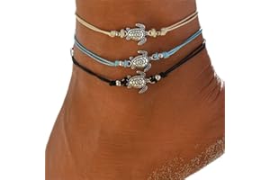 Clataly soleil lune bracelet cheville multicouche ananas amour tortue cheville perles d'été accessoire plage pied femme fille bijoux (Cheville de crustacé a)