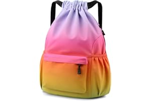 Eucomir Sac à Dos à Cordon, Sac à Cordon Imperméable Large Bandoulière Sacs de Sport à Cordon Sac de Gym Avec Poche Intérieure Et Poche De Sécurité avec Poche Avant Et Arrière Zippée