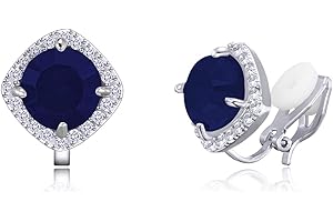 QUKE 7MM Cubic Zirconia Crystal Clip On Stud Earrings CZ Not Pierced Ear Jewelry For Women Girls