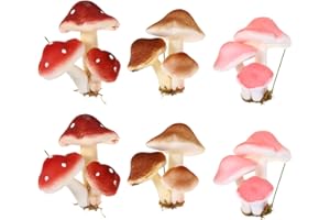 SEWACC 6pcs Faux Mushrooms, Realistic Foam Mushrooms for Home Gardon DIY Crafts Props(Random Color)