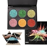 sombras ojos color miel 6 Colores con purpurina - Perfecta para el maquillaje para bodas, maquillaje para Navidad, festivales, fiestas de artes escénicas ect.