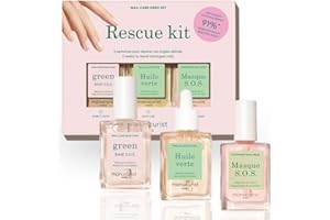 Manucurist Kit Rescue - Kit Uñas - Fortalecedor de Uñas Debiles y Quebradas - 1 Base Coat Endurecedor Uñas, 1 Mascarilla Reparadora Uñas, 1 Aceite Cuticulas Uñas - Vegano y Fabricado en Francia
