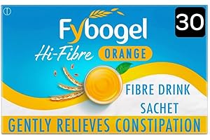 Fybogel Hi Fibre Sachets Orange Flavour 30 Pack - Gentle Constipation Relief, Easy Mix Powder, Vegan Friendly