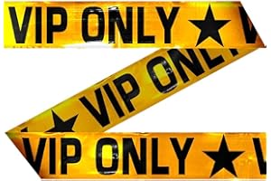 AMAKANDO Ruban de signalisation décoratif Rubalise VIP Only 15 m Bande pour fête Banderole de Chantier Décoration fête VIP Sangle de délimitation Bande de Barrage