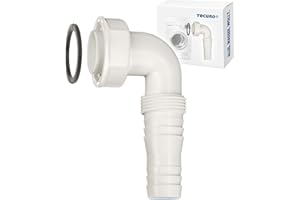 tecuro Geräteanschlusstülle 90° gewinkelt 1 Zoll ÜWM, inkl. Dichtung, für 19-23 mm Schläuche oder 3/4" AG für Gewindeanschluss, Spülensiphon